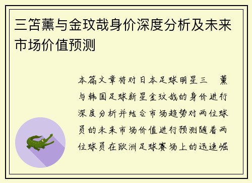 三笘薰与金玟哉身价深度分析及未来市场价值预测